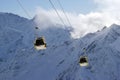 Mountain ski resort Elbrus Russia, gondola lift, landscape winter mountains