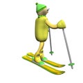 The mountain skier costs on mountain skiing, 3d