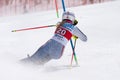 Mountain skier skiing down mountain slope. Russian Alpine Skiing Cup, slalom