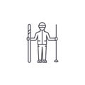 Mountain skier vector line icon, sign, illustration on background, editable strokes