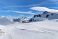 Mountain skiing - Plateau rose, trail in Zermatt Switzerland, Italy, Valle d`Aosta, Cervinia