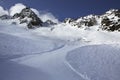 Mountain skitrack on the slope of Caucasus