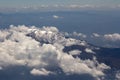 Mountain and sky from a plane window Royalty Free Stock Photo