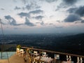 Mountain sky sunset Jogja beautiful night city view clear obelix cafe Yogyakarta Indonesia