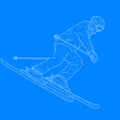 Mountain slalom skier silhouette sketch on white background Royalty Free Stock Photo