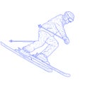 Mountain slalom skier silhouette sketch on white background Royalty Free Stock Photo