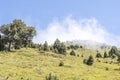 Mountain slope with clouds. Pyrenees Andorra