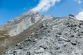 Mountain slope in Col Agnel mountain pass with loose slate layers Royalty Free Stock Photo