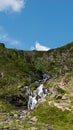 Mountain small stream with blue sky