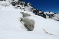 Mountain snow crack, bergschrund Royalty Free Stock Photo