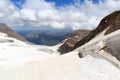 Mountain snow and glacier panorama and Grossglockner High Alpine Road in Glockner Group, Austria Royalty Free Stock Photo