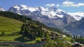 MOUNTAIN WITH SNOW AND GRASS IN VALLE D`AOSTA IN ITALY