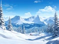 Ai Generated illustration Wildlife Concept of Mountain snow