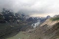 Mountain snow panorama with glacier Pasterze and clouds in High Tauern Alps, Austria Royalty Free Stock Photo