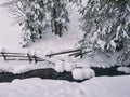 Mountain snowfall landskape