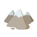 Mountain snowy peaks in flat style, landscape design element. Flat vector illustration. Isolated on white background. Royalty Free Stock Photo