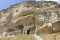 Mountain of soft material, Sandstone and limestone with caves and voids in Chufut Kale, tourist destination