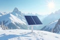 Small Solar Panel on Snowy Mountain Peak, generative ai Royalty Free Stock Photo