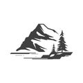 Mountain spruce tree landscape camping summer nature monochrome vintage icon design vector