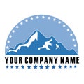 Mountain star blue background vintage logo