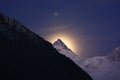 Mountain, star and moon halo Royalty Free Stock Photo