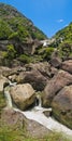 Mountain stream with big rocks Royalty Free Stock Photo