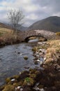 Mountain Stream flowing under a stone bridge Royalty Free Stock Photo