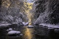 Mountain stream, fresh snow, Appalachian Mountains