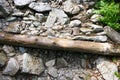 Mountain stream in Tatra Mountains. Stone and gravel in river. Water scenery Royalty Free Stock Photo