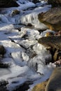 Mountain stream in winter with icicles Royalty Free Stock Photo