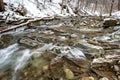 Mountain stream in winter scenery. Prowcza Stream, Bieszczady National Park, Carpathian Mountains, Poland. One of the most popular Royalty Free Stock Photo