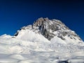 Mountain Sulzfluh above Partnun St. Anonien in the canton of Graubunden. ski touring Royalty Free Stock Photo