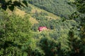 mountain summer landscape with a house, magadan region