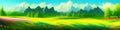 Mountain summer landscape vector illustration, cartoon mountainous natural Royalty Free Stock Photo