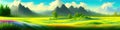 Mountain summer landscape vector illustration, cartoon mountainous natural Royalty Free Stock Photo