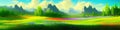 Mountain summer landscape vector illustration, cartoon mountainous natural Royalty Free Stock Photo