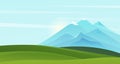 Mountain summer landscape vector illustration, cartoon mountainous natural simple scenery background with green grass Royalty Free Stock Photo