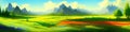 Mountain summer landscape vector illustration, cartoon mountainous natural Royalty Free Stock Photo