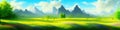 Mountain summer landscape vector illustration, cartoon mountainous natural Royalty Free Stock Photo