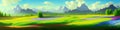 Mountain summer landscape vector illustration, cartoon mountainous natural Royalty Free Stock Photo