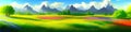 Mountain summer landscape vector illustration, cartoon mountainous natural Royalty Free Stock Photo