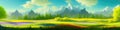 Mountain summer landscape vector illustration, cartoon mountainous natural Royalty Free Stock Photo