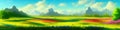 Mountain summer landscape vector illustration, cartoon mountainous natural Royalty Free Stock Photo