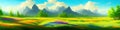 Mountain summer landscape vector illustration, cartoon mountainous natural Royalty Free Stock Photo