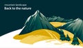 Mountain summer landscape vector illustration isolated white background