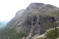Mountain summit under the Trolls' Path (norwegian Trollstigen). Royalty Free Stock Photo
