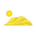 Mountain and the sun icon, cartoon style Royalty Free Stock Photo