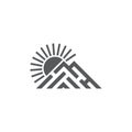 Mountain sun simple triangle stripes geometric logo vector