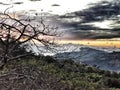 Mountain sunlight cloudy threes  forest Royalty Free Stock Photo