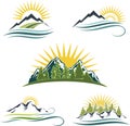 Mountain Sunrise, Nature Icon Set